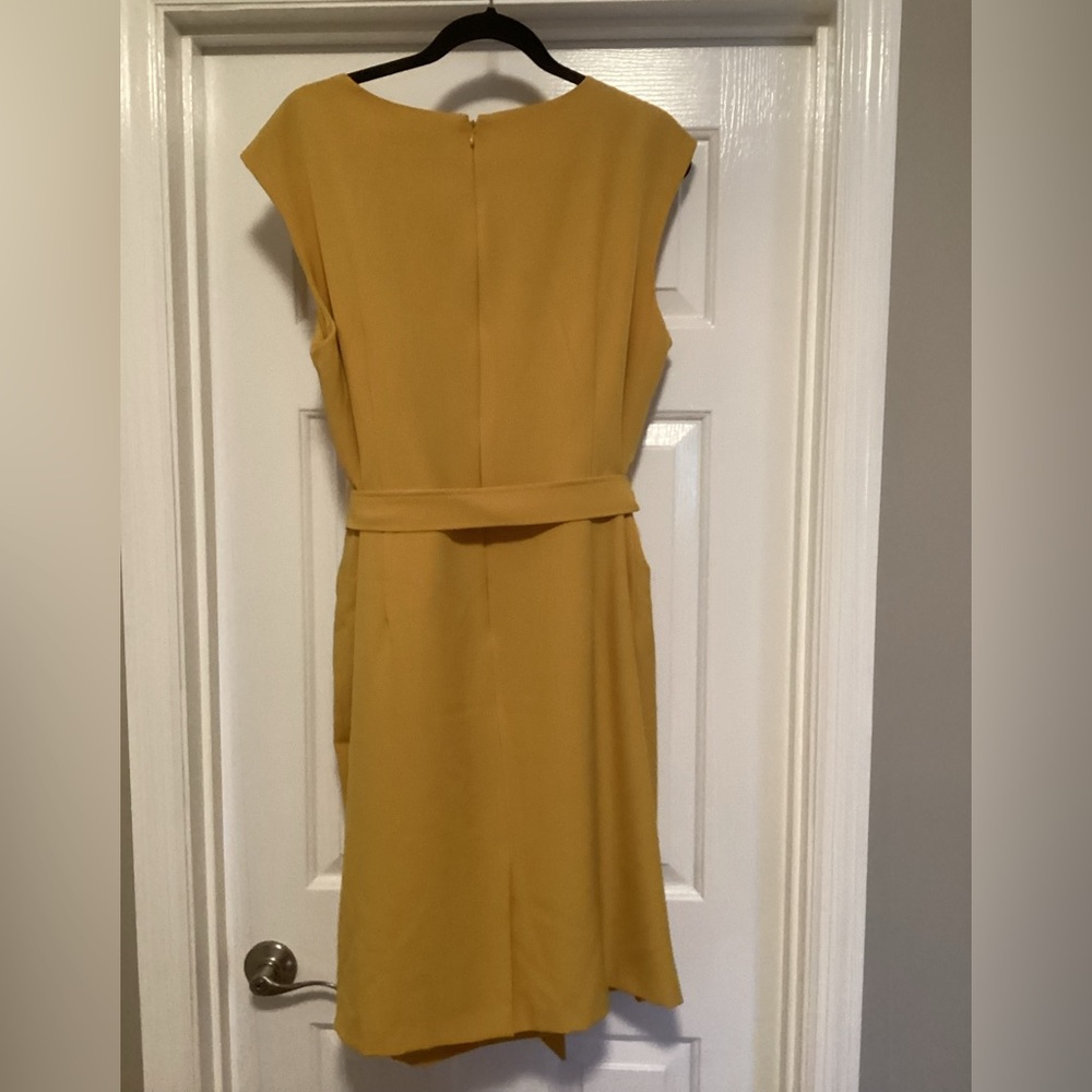 Kasper Mustard Yellow Stylish Dress, 14W - Picture 6 of 7